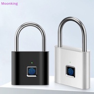 Moonking Smart Fingerprint Padlock Waterproof Biometric Fingerprint Keyless Door Lock USB Rechargeable Security Padlock For House Unlock NEW