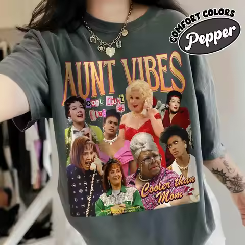 90’S Aunt Vibes Shirt, Cool Aunts Club T Shirt, Cooler Than Mom Shirts, Funny Auntie Life Tee, Mothe