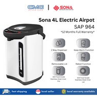 Sona SAP964 Electric Airpot 4L Two Way Dispenser 304 Food Grade Stainless Steel Pot &amp; Lid