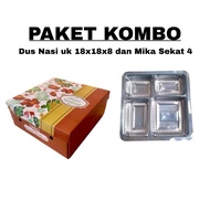 Rice Box and Food Mica Package | Rice Box Cake size 18x18x8 | 4-Section Mica |