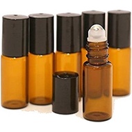 esowemsn 12Pcs 5ml Amber Empty Glass Roll-on Bottles with Stainless Steel Roller Balls and Black Cap