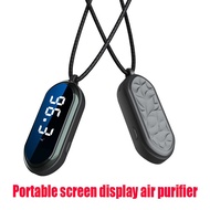 Aolon F9 เครื่องฟอกอากาศ ionizer สร้อยคอไอออนลบพร้อมเครื่องวัดอุณหภูมิและความชื้นในรถยนต์ Air Freshe