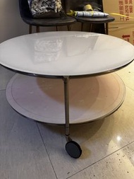 白色圓形雙層茶几