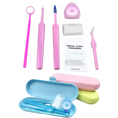 Dental Care Brush Kit Travel Orthodontic Teeth Cleaning Tool Interdental Braces Toothbrush Floss Thr