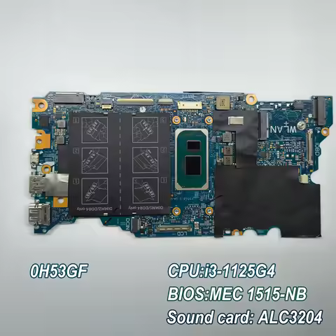 0H53GF Replacement Laptop Motherboard for Dell Inspiron14 5410 5418 15 5510 5518 Onboard CPU:i3-1125