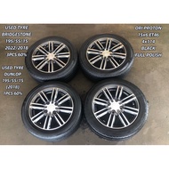 USED RIM ORI PROTON 15 INCH WITH TYRE 195/55/15 FOR PERSONA IRIZ SATRIA NEO WAJA