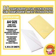 🇸🇬 A4 Transparent Laser Inkjet Printer Printable Sticker Paper nanapaperstudio