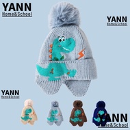 YANN Kids Earmuffs Cap, 2-8year Boy Girl Cartoon Dinosaur Baby Knitted Hat, Cute Windproof Warm Wint