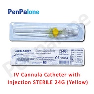 IV Catheter 24G / BRANULA ( YELLOW ) with Injection Valve