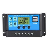 (Dikirim Dari Jakarta)Solar Charge Controller LCD LED Display Solar PWM 12V/24V 10A 20A 30A USB Pane