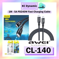 Awei CL-140 240W Fast Charge Data Cable Fast Charging 5A Kabel Type-C to Type-C 5A Cable