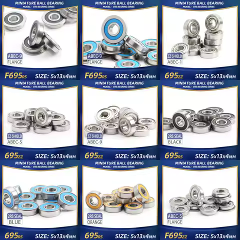 FUSHI 695zz 695 2rs Bearing 5x13x4 mm 10Pcs Stainless steel S695zz Flange F695 2rs Bearing For VORON