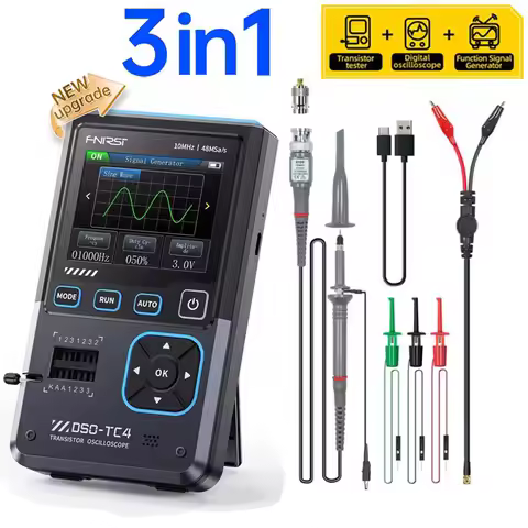 FNIRSI DSO-TC4/DSO-TC3 3 in 1 Digital Oscilloscope 10MHz 48Ms/s Transistor Tester Electronics Compon