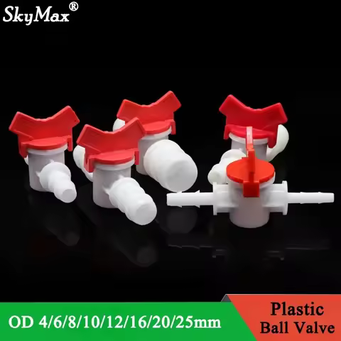 Plastic Ball Valve 1Pcs Platics 4mm 6mm 8mm 10mm 12mm 16mm 20mm PVC Hose Barb Two Way Plastic Ball V