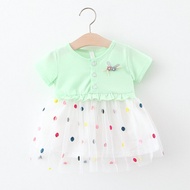 baby girls dressesเสื้อผ้าเด็กหญิงตัวเล็ก ๆกระโปรงแขนสั้นโปรงผ้าชีฟองเวอร์ชั่นเกาหลี(0-1yrs)