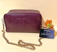 🈹全場最平 95 % new 有咭有貼 中古Chanel vintage vanity bag 化妝袋改造包 側孭袋 斜孭袋 手袋