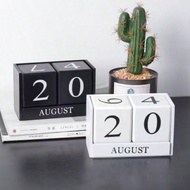 Wooden Manual Calendar Date Ornament, Home Office Counter Desktop Decoration, Perfect For Library, O