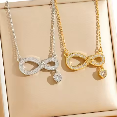 Infinity Heart Pendant Necklace Infinity Symbol Pendant Necklace Women Zircon Infinity Loop With Hea
