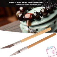 JUNEGOODS 2Pcs Agate Burnisher, Wooden Handle Wood Color Jewelry Polishing Tool, Precision Agate Mat