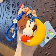 Sáng Tạo thỏ Miffy Keychain Chúc ngủ ngon Miffy mô hình PVC Móc chìa khóa món quà Charm Gắn Túi