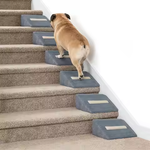 Foam Dog Ramp for Stairs, Low-Impact Climbing Dog Stairs for Senior Dogs | 5.1'H, 6 Pack, 40D High-D
