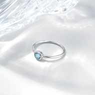 冰煦 | 瑞士藍拓帕石 單鑽包鑲 簡約 925純銀戒指 線戒 細戒指