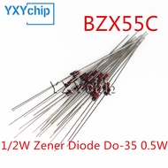50pcs 1/2W Zener Diode DO-35 0.5W BZX55C 4V7 5V1 5V6 6V2 6V8 7V5 8V2 9V1 4.7V 5.1V 5.6V 6.2V 7.5V 8.