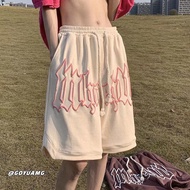 American Retro Drawstring Shorts Men Loose Sports Five-point Pants Street Wear Street Foam Casual Pa