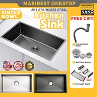 Single Sink SUS 304 Stainless Steel Home Kitchen Sink Sinki Dapur Nano Single Bowl Basin Nano Sink S