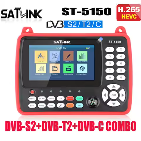 Satlink ST-5150 DVB-S2 DVB-T/T2 DVB-C Combo ST5150 Digital Satellite Meter Finder h.265 vs gtmedia v