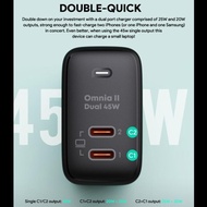 [FS] AUKEY Charger Dual Port Type C 45W PA-B4T-BK GAN PD 3.0 Fast Charging