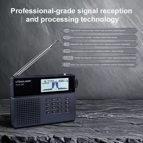 2026 Latest MLite-880 Malahit SDR Receiver Malahiteam DSP Radio SSB/AM/FM RDS Portable Full Band Rad