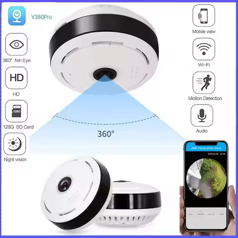 V380Pro Wifi Panorama 3MP Security Camera 360 Degree Protection Panoramic Fisheye IP Cameras Night V
