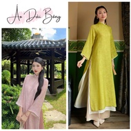 Moc Mien Ao Dai, luxurious loose patterned ao dai in chiffon fabric with 4 ao dai flaps for women Ao