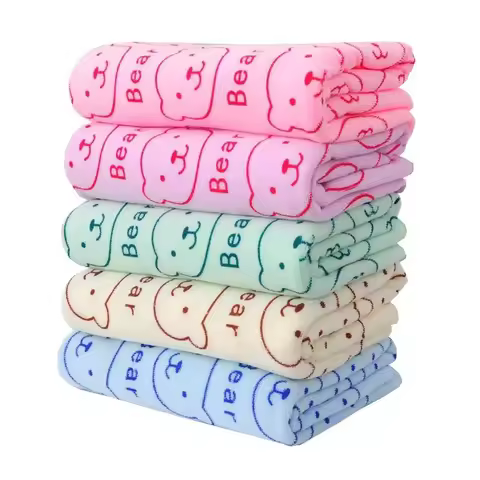 70x140cm Bear Print Shower Towel Large Beach Towels Quick-drying Towel Bath Towel Absorbent Soft Com