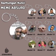 GANTUNGAN KEYCHAIN MEME NGAWI ABSURD GIFT CUTE MEME ROUND KEYCHAIN CUSTOM PRINT SEMAUMUG