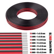 2 Pin Electrical Wires UL2468 28/26/24/22/20/18/16 AWG Red Black Cable Speaker Wire For LED Car Audi