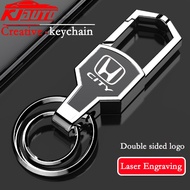 Honda City Car Safety Anti Loss Keychain Double Ring Rotation With Logo Stainless Steel Creative Hom