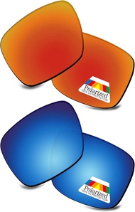 2 Pairs Fire Red & Ice Blue POLARIZED Replacement Lenses for Oakley Catalyst OO9272 Sunglasses Frame
