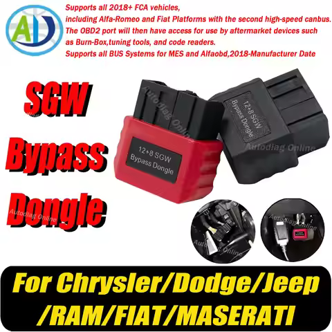 SGW Bypass Dongle For Chrysler/Dodge/Jeep/RAM/FIAT/MASERATI 12pin 8pin OBDII Security Gateway Adapte