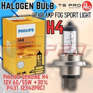 Philips Genuine H4 12V 60/55W +30% P43T 12342PRC1 Halogen Bulb Headlamp Mentol Lampu Besar