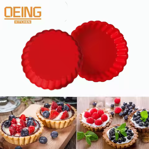 3Pcs Silicone Tart Molds Mini Quiche Non-stick Round Fluted Flan Pan with Loose Bases Cake Mold Tool