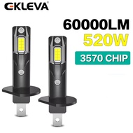 EKLEVA 2 pcs H7 H1 LED Headlight Bulb High Power Headamp Canbus 520W 60000LM 6000K Plug&Play Headlig
