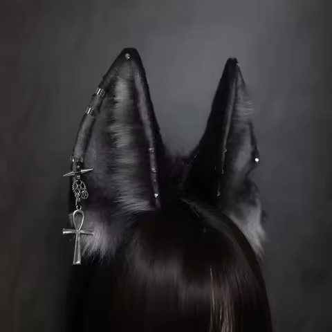New Custom Halloween Headdress Anubis Ancient Egyptian Myth God of Death Anubis Hu Lang Ear Hair Hoo