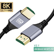 8K Ultra HD HDMI kompatibel kabel V2.1 8K 60/4K 120Hz Video untuk Xiaomi Mi Box 48Gbps untuk PS5 PS4 Laptop TV proyektor Monitor