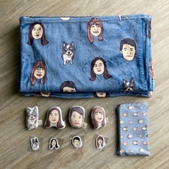 【客製化禮物】客製插畫毛毯/棉被豪華組合包 附磁鐵/貼紙/收納袋