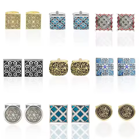 Business Shirt Cufflink for mens Brand Black Cuff link Wholesale Button High Quality Round Luxury We
