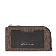 【W小舖】MICHAEL KORS MK 深咖啡色防刮PVC皮革 名片夾 卡片夾 錢包 零錢包~M91317