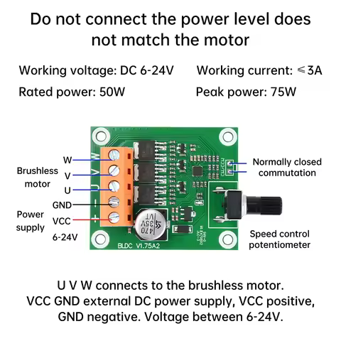 DC 6-24V 75W Brushless Motor Speed Controller Board Volt CD Driver Fan Motor Governor Power Supply