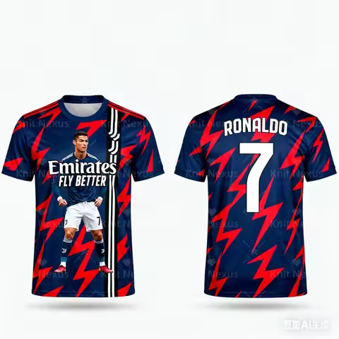 Ronaldo No. 7 Football Jersey Men's Sports T-shirt 3d Printing Summer Dry Quickly Men's T-Shirt Chil